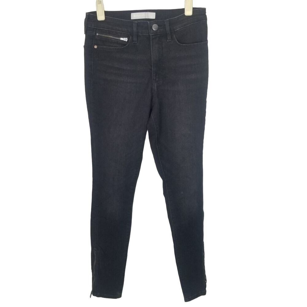 Athleta Women Sculptek Skinny Jeans 4 Black Denim Minimalist ZIp Ankles Mid Rise